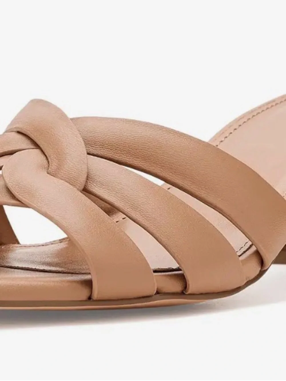 Calvin Klein Vellina Tan Leather Knot Strap Slide Mules 9.5